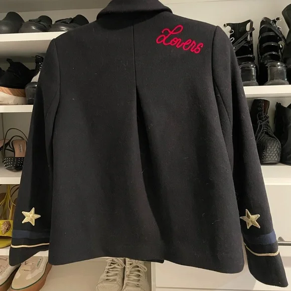 Zara embroidered pea coat size small black - Picture 2 of 5